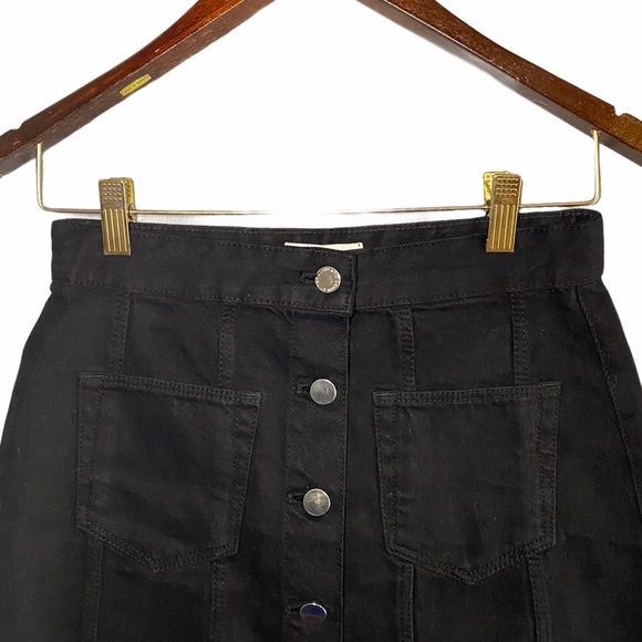 Zara Trafaluc Black Denim Button Front Skirt - Picture 2 of 7